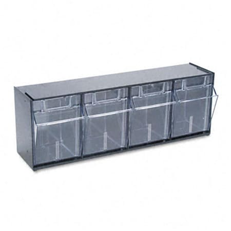 Gourmetgalley Tilt Bin Plastic Storage System with Four Bins 23-5/8 x 6-5/8 x 8-1/8 Black GO40631